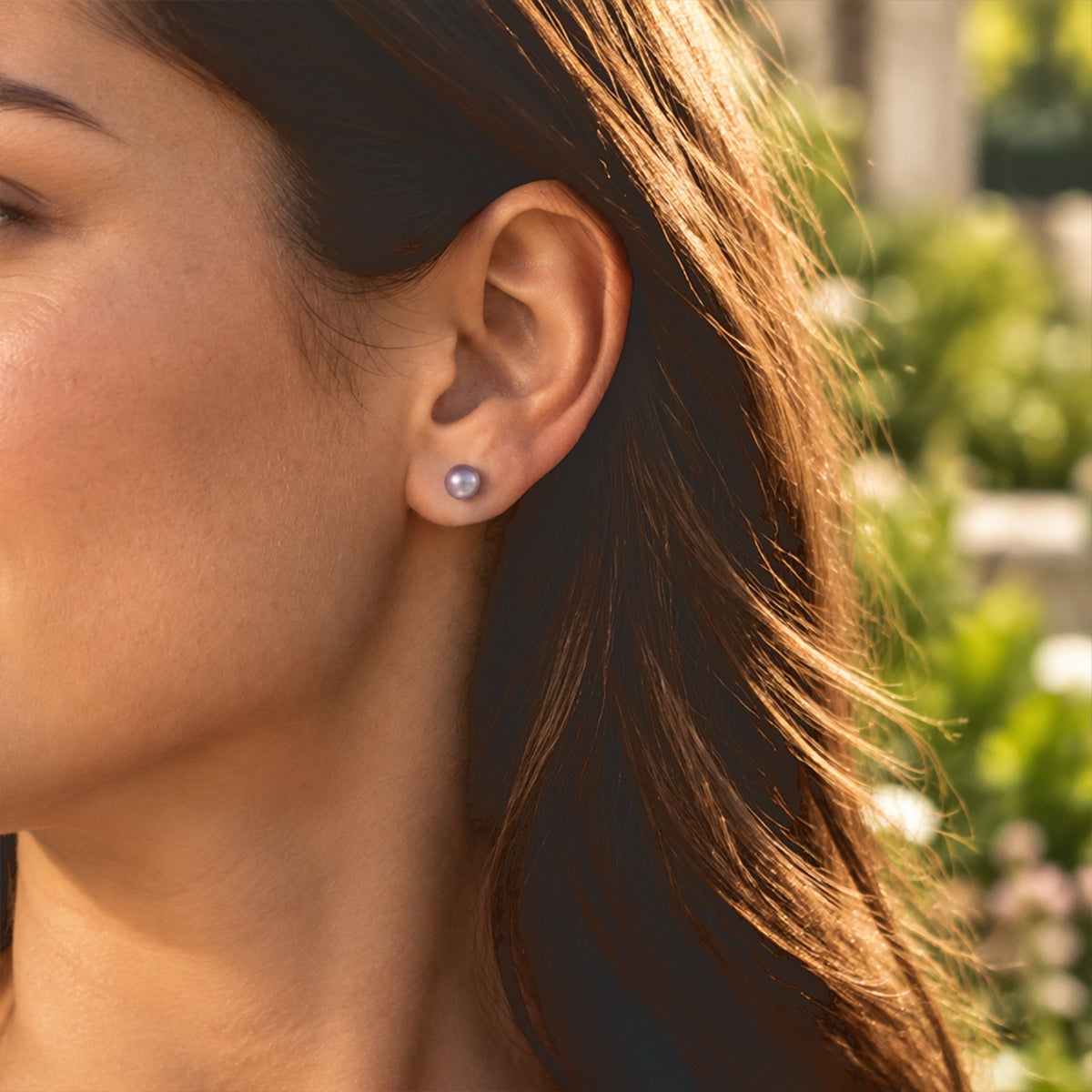 Silver Grey Fresh Water Pearl Stud Ball Earring with Push Back 8618487 2