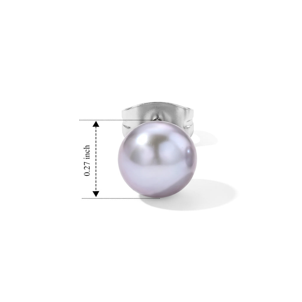 Silver Grey Fresh Water Pearl Stud Ball Earring with Push Back 2.50 Ct._8618487_4
