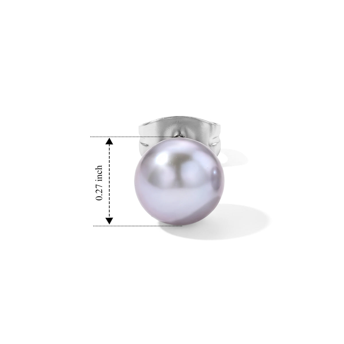 Silver Grey Fresh Water Pearl Stud Ball Earring with Push Back 8618487 4