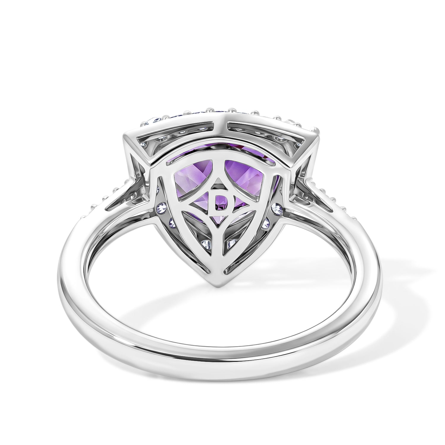 D'Joy - Natural Moroccan Amethyst &amp; White Zircon Halo Ring in Platinum Overlay Sterling Silver 2.84 Ct. V32514118 5