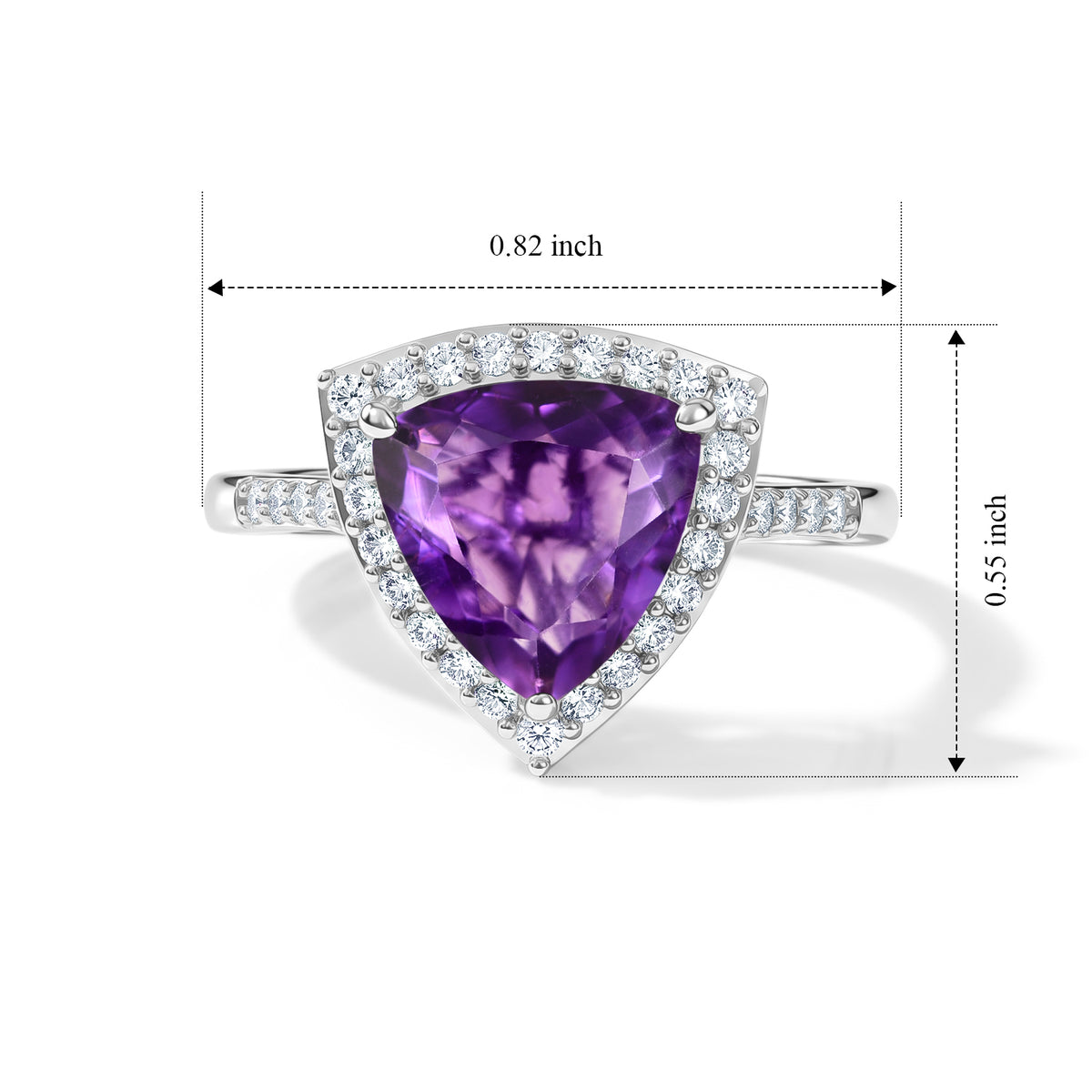 D'Joy - Natural Moroccan Amethyst &amp; White Zircon Halo Ring in Platinum Overlay Sterling Silver 2.84 Ct. V32514118 6