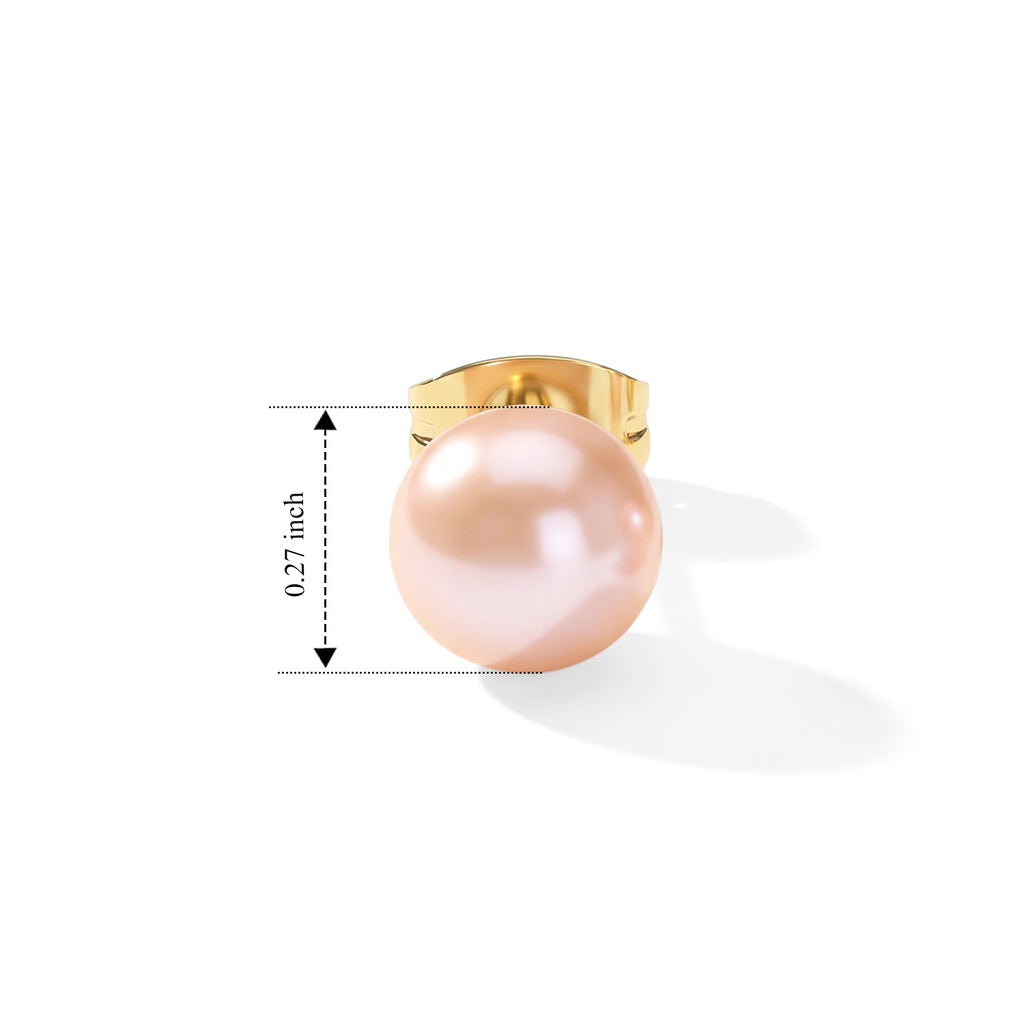 Peach Fresh Water Pearl Beads Earring Pure White Stainless Steel  2.500  Ct._8618624_4