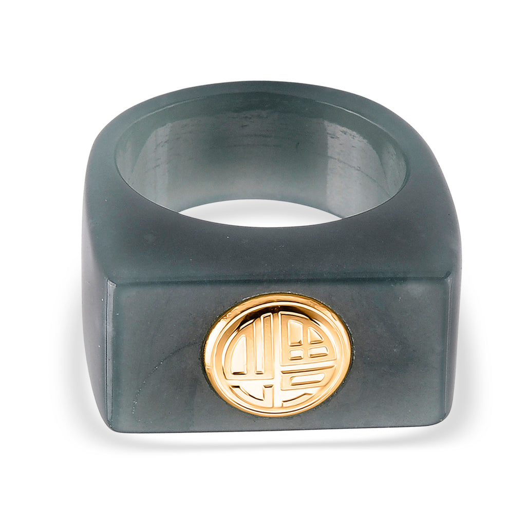 24K Yellow Gold Natural Olmec Jade Ring 50.00 Ct._8618726