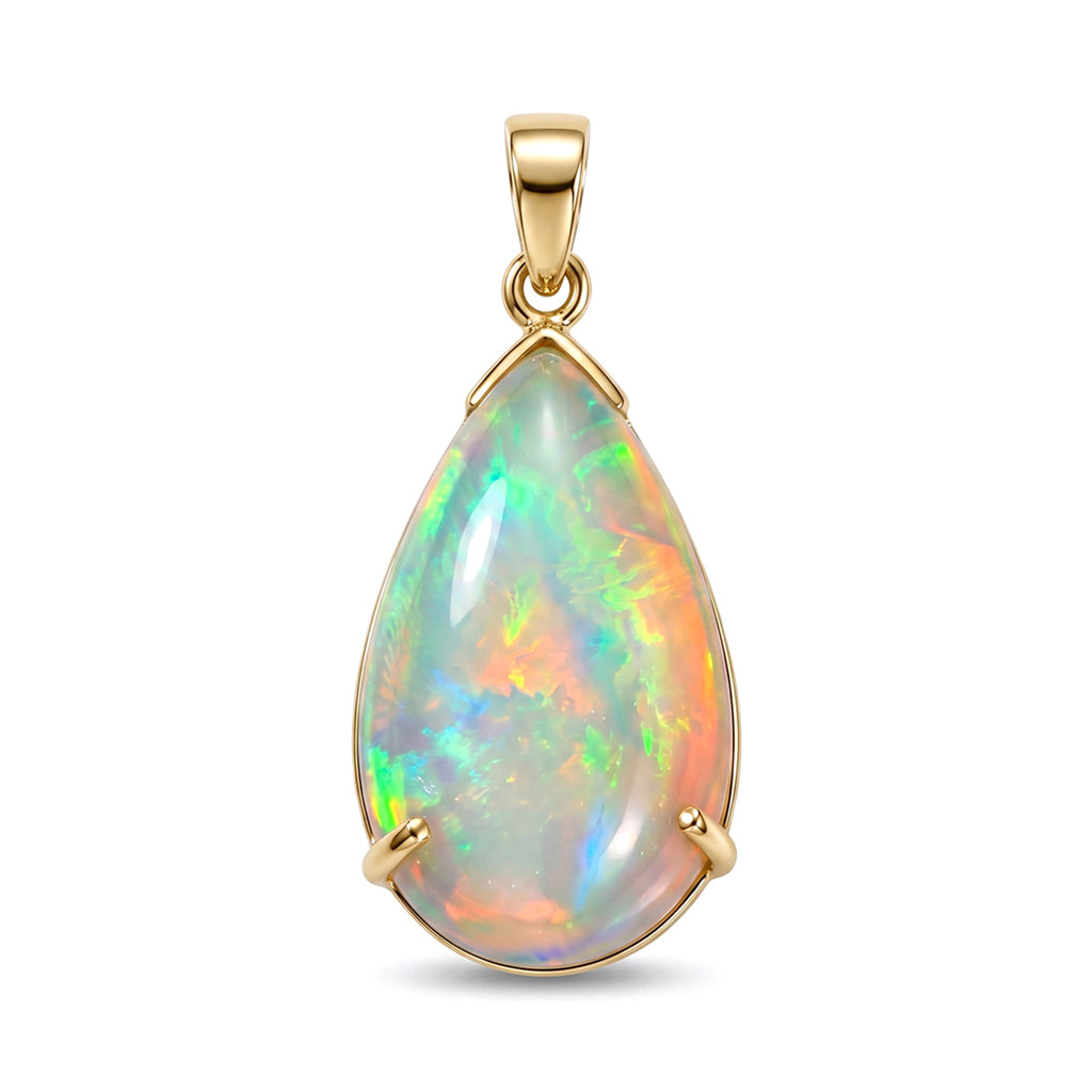 COLLECTORS EDITION - 9K Yellow Gold AAA Ethiopian Opal Solitaire Pendant 10.33 Ct._8618789