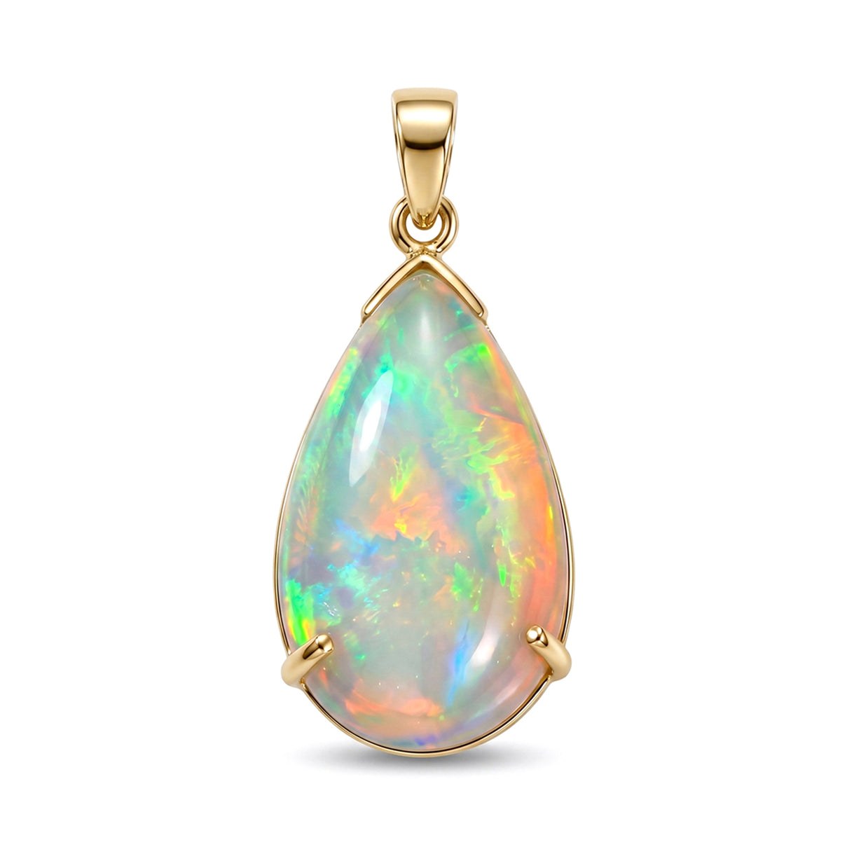 COLLECTORS EDITION - 9K Yellow Gold AAA Ethiopian Opal Solitaire Pendant 10.33 Ct. V32512573 0