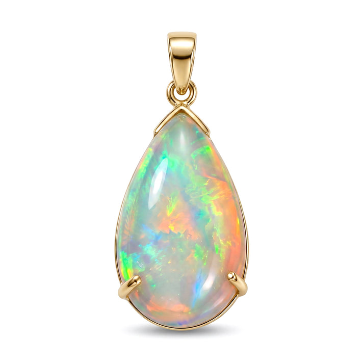 COLLECTORS EDITION - 9K Yellow Gold AAA Ethiopian Opal Solitaire Pendant 10.33 Ct. 8618789 1
