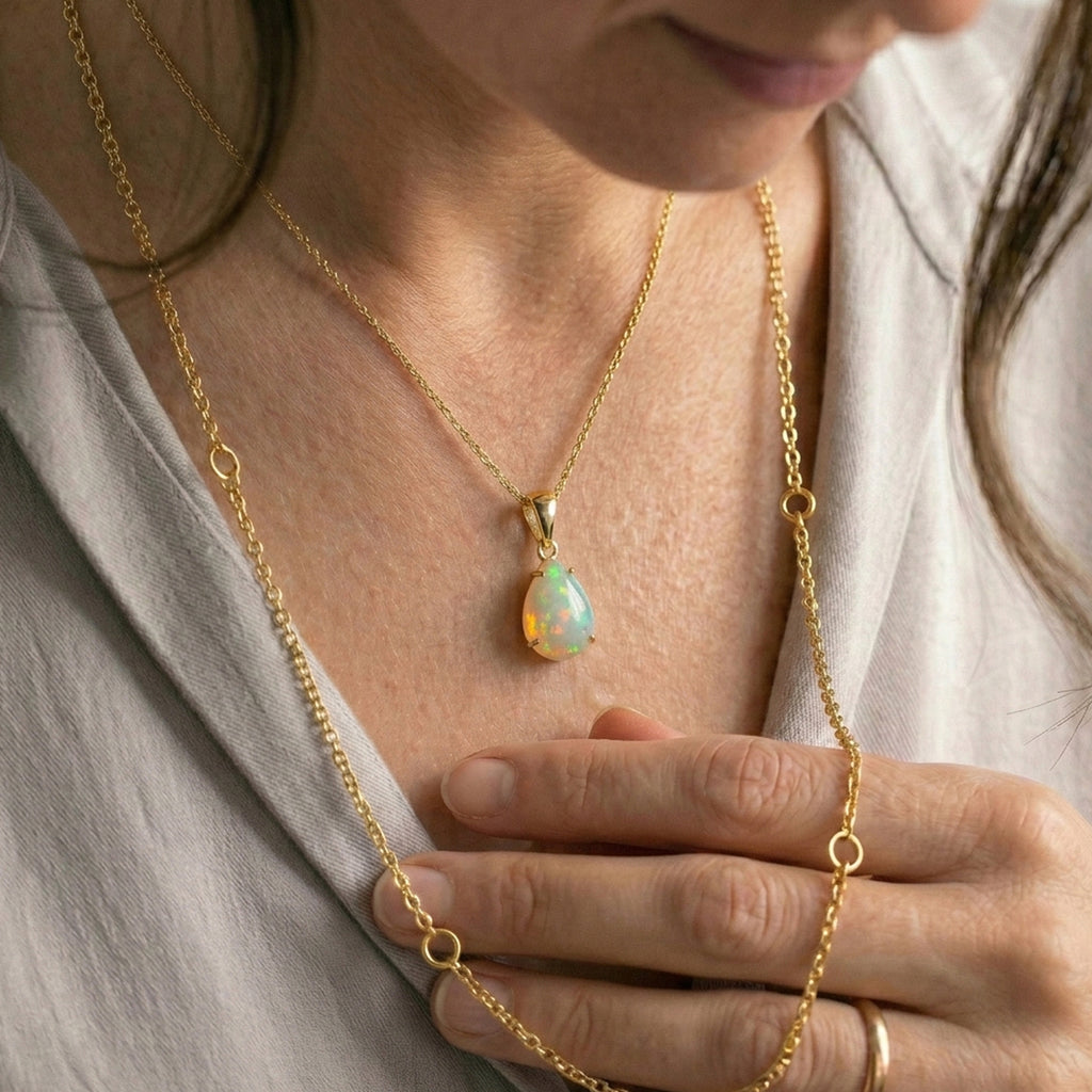 COLLECTORS EDITION - 9K Yellow Gold AAA Ethiopian Opal Solitaire Pendant 10.33 Ct._8618789_2