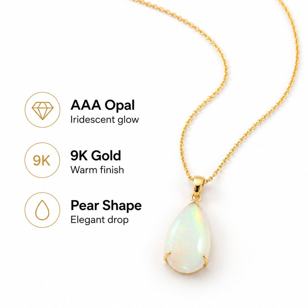 COLLECTORS EDITION - 9K Yellow Gold AAA Ethiopian Opal Solitaire Pendant 10.33 Ct._8618789_3