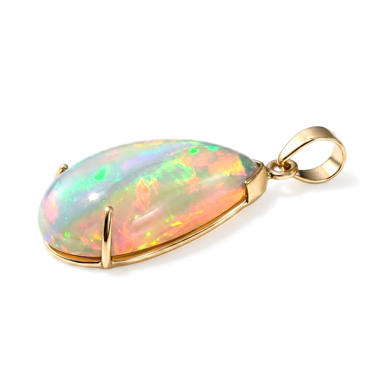 COLLECTORS EDITION - 9K Yellow Gold AAA Ethiopian Opal Solitaire Pendant 10.33 Ct. V32512573 5