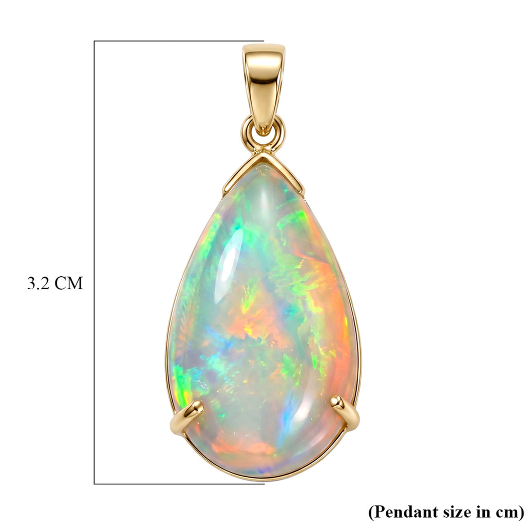 COLLECTORS EDITION - 9K Yellow Gold AAA Ethiopian Opal Solitaire Pendant 10.33 Ct._8618789_6