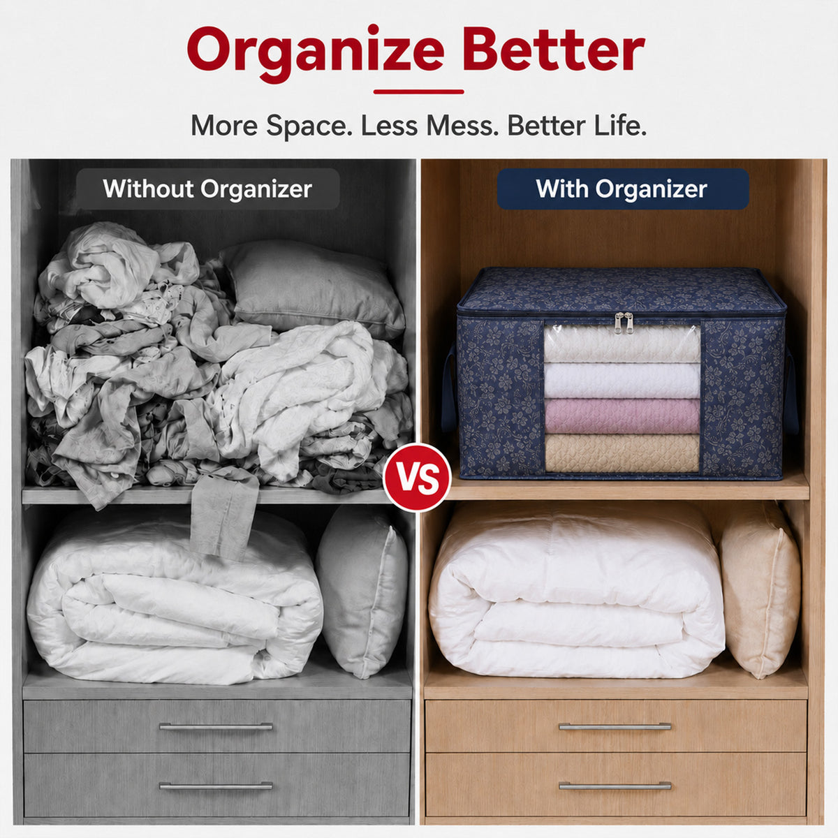 Printed Storage Box (Size 60x30x45 cm) - Navy Blue 8618824 2