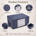 Printed Storage Box (Size 60x30x45 cm) - Navy Blue_8618824_3