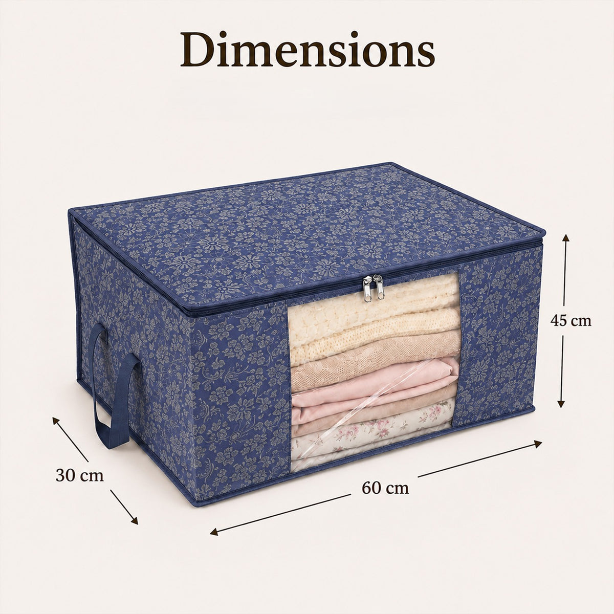 Printed Storage Box (Size 60x30x45 cm) - Navy Blue 8618824 5