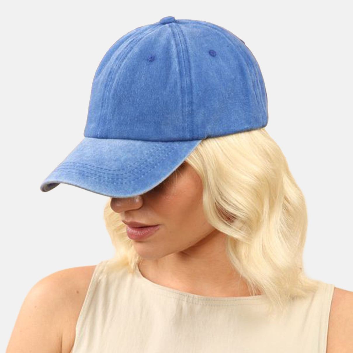 Ladies Fashion Mix Washed Twill Baseball Cap (56cm) - Royal Blue V32519157 0