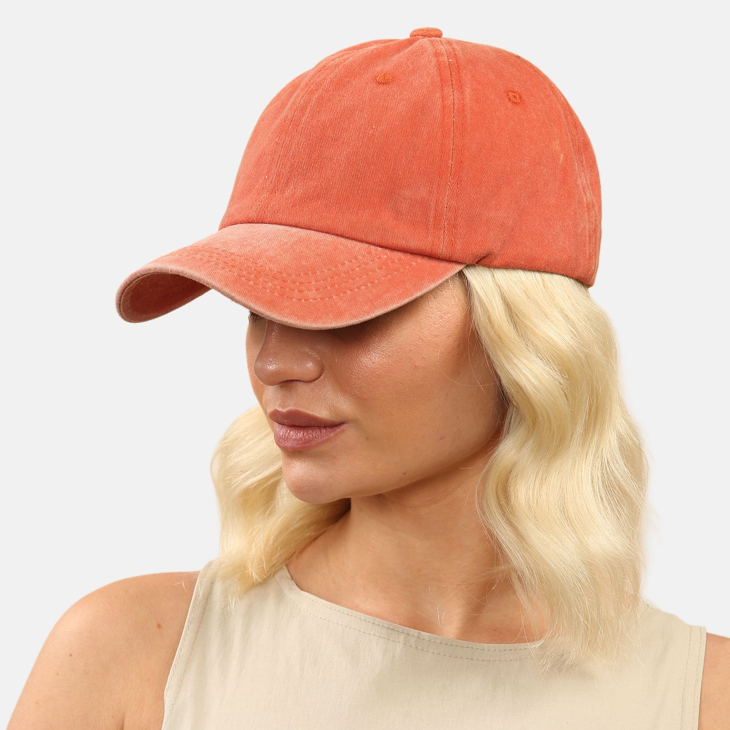 Ladies Fashion Mix Washed Twill Baseball Cap (56cm) - Rust V32361168 0