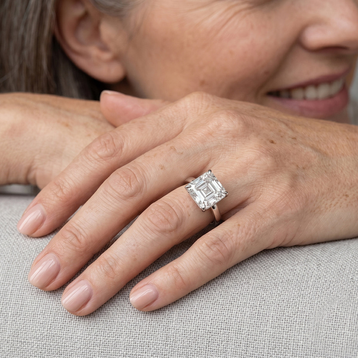 The Royal Asscher Collection - Moissanite Solitaire Ring in Rhodium Overlay Sterling Silver 5.40 Ct. V32606001 2