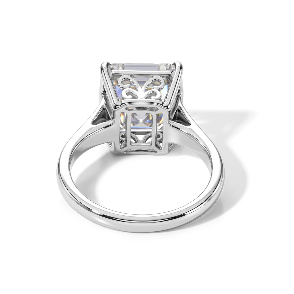 The Royal Asscher Collection - Moissanite Solitaire Ring in Rhodium Overlay Sterling Silver 5.40 Ct. V32606001 5