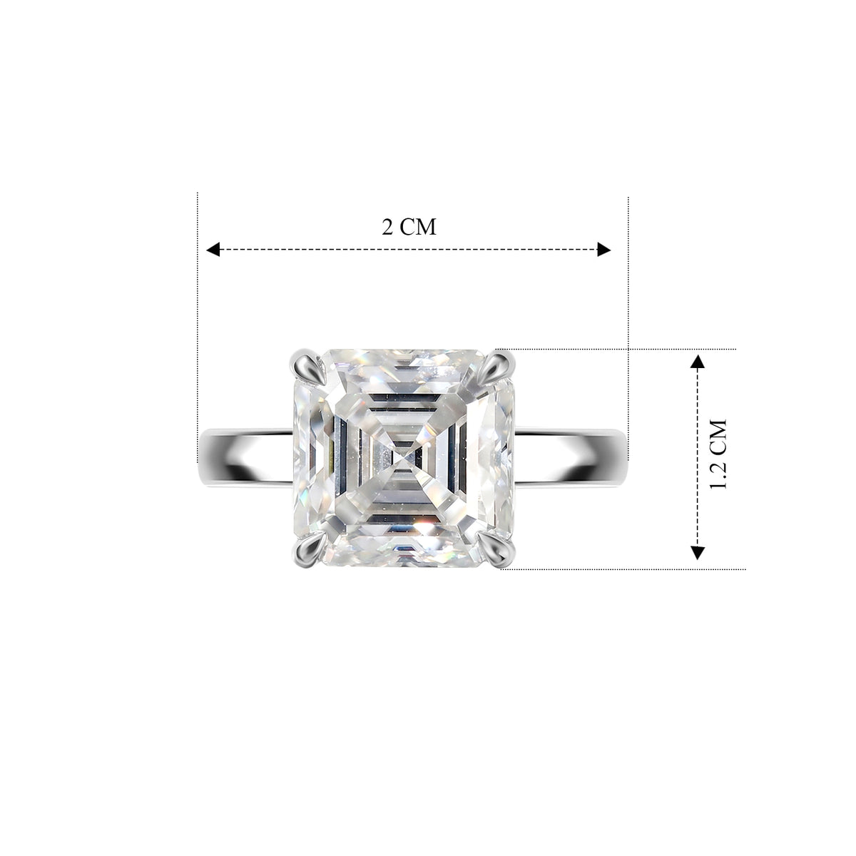 The Royal Asscher Collection - Moissanite Solitaire Ring in Rhodium Overlay Sterling Silver 5.40 Ct. V32606001 6