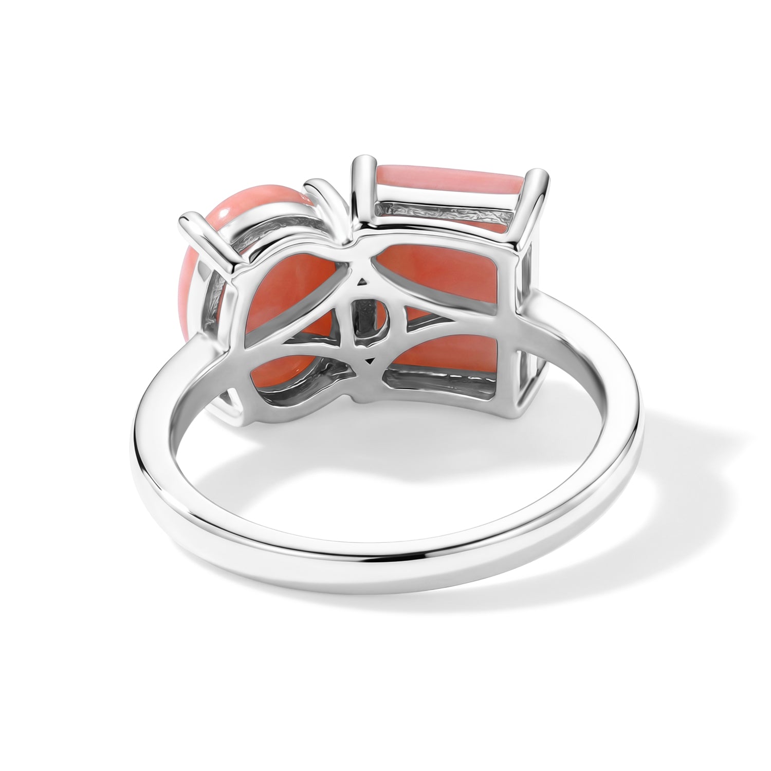 D'Joy - Pink Conch Shell Toi-et-Moi Ring in Rhodium Overlay Sterling Silver 8619299 5