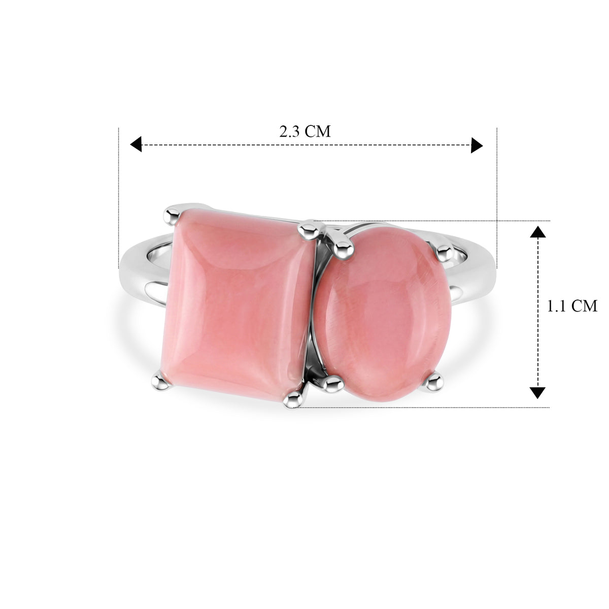 D'Joy - Pink Conch Shell Toi-et-Moi Ring in Rhodium Overlay Sterling Silver 8619299 6