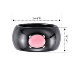 D'Joy - Black Jade & Pink Conch Shell Solitaire Band Ring in Rhodium Overlay Sterling Silver_8619317_5