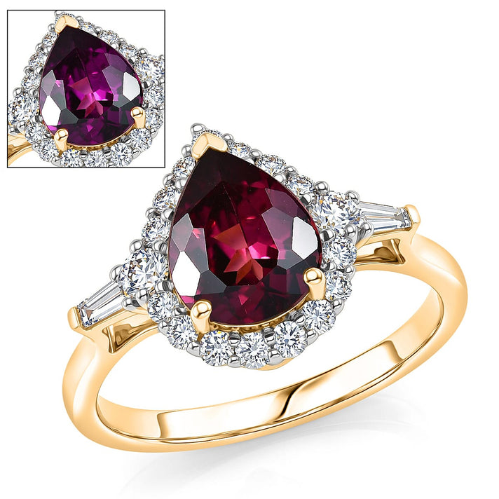 Luxuriant 10K Yellow Gold AAA Colour Change Garnet, Lab Grown Diamond GH, SI Main Stone With Surrounding Stone Ring, Gold Wt.2.45 Gms  2.430  Ct. 8619336 1