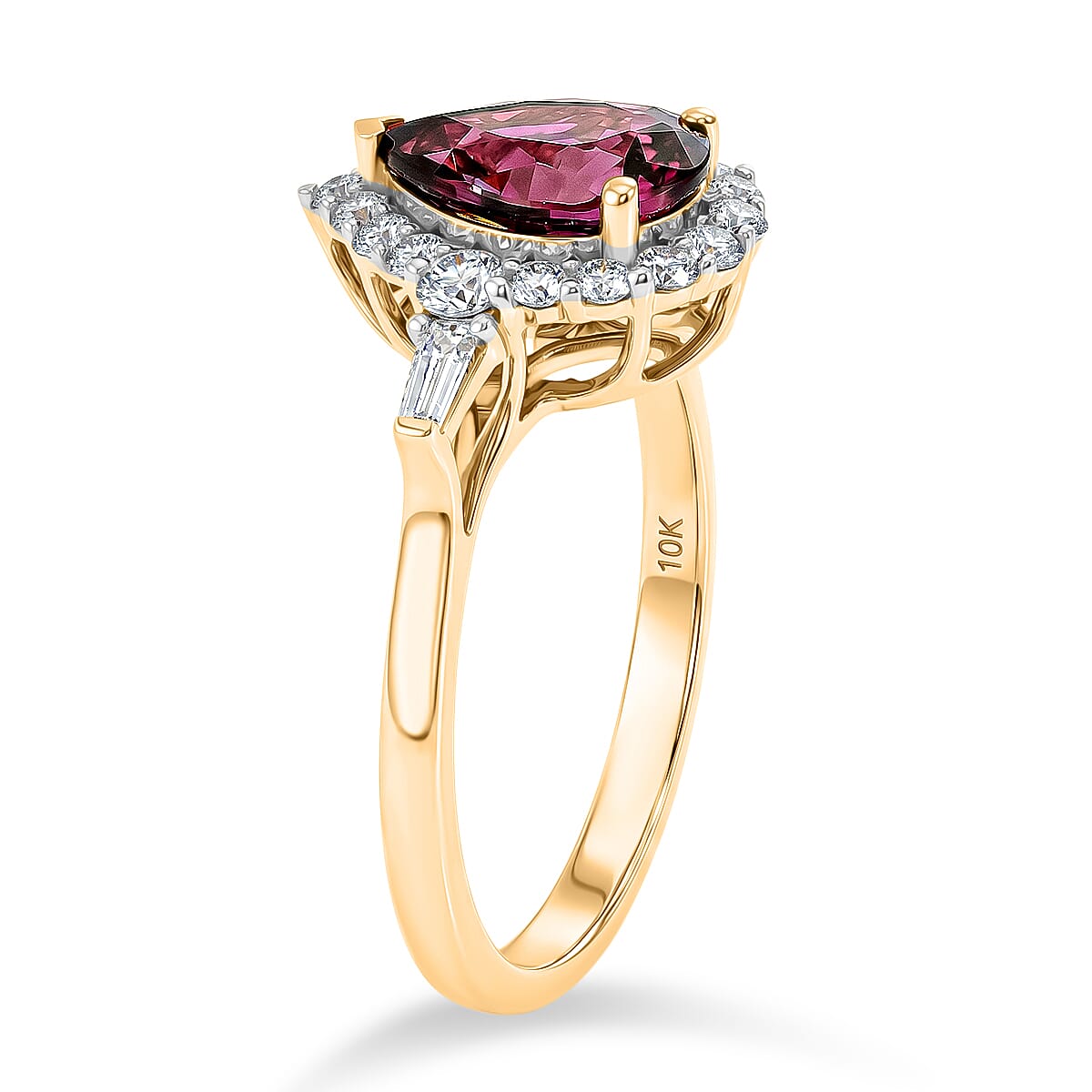 Certified and Appraised LUXURIANT AAA Colour Change Garnet, Lab Grown Diamond GH, SI Main Stone With Surrounding Stone Ring in 10K Yellow Gold, Gold Wt.2.45 Gms  2.430  Ct. 8619336 3