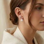 D'Joy - Premium White Edison Pearl (10-11mm) & Lab Grown Diamond Ball Drop Earring with Push Back in Rhodium Overlay Sterling Silver 16.36 Ct._8619531_2