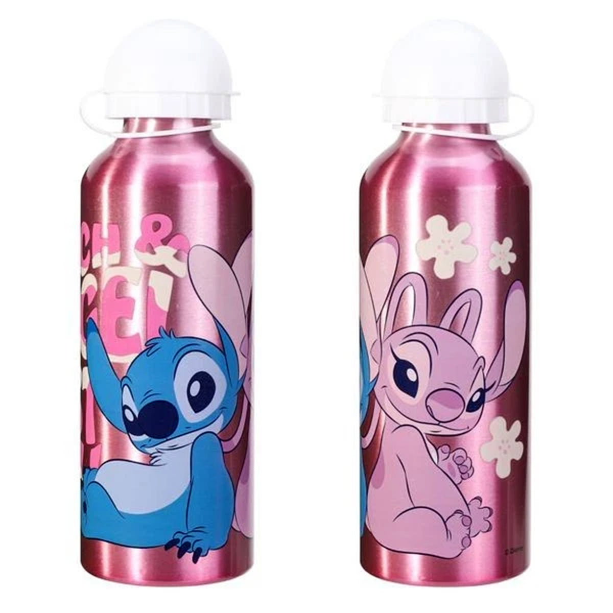 Licensed Aluminium Lilo &amp; Stitch Water Bottle (500ml) - Leakproof, Lightweight &amp; BPA-Free - Pink V32513925 0