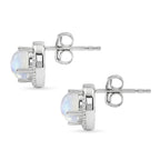 D'Joy - Rainbow Moonstone & White Zircon Earring with Push Post in Rhodium Overlay Sterling Silver 2.00 Ct._8619792_3