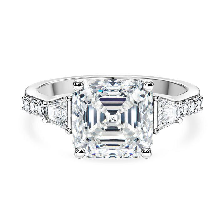 The Royal Asscher Commission - Moissanite (5.90Ct) Ring in Rhodium Overlay Sterling Silver 6.53 Ct. 8619868 1
