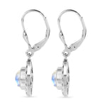 D'Joy - Rainbow Moonstone Pear Cut Solitaire Earring with Lever Back in Rhodium Overlay Sterling Silver 1.10 Ct._8619875_3