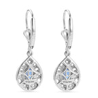 D'Joy - Rainbow Moonstone Pear Cut Solitaire Earring with Lever Back in Rhodium Overlay Sterling Silver 1.10 Ct._8619875_4