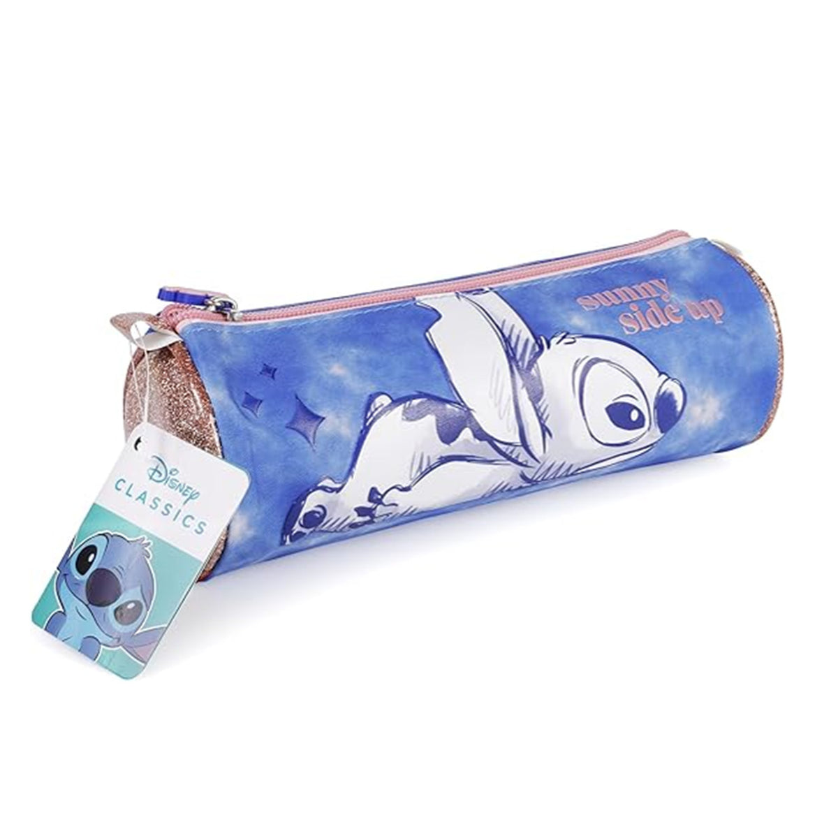 Disney Stitch Sparkle Glitter Barrel Pencil Case (22 x 8 x 8 cm) - Blue &amp; Gold 8619907 0