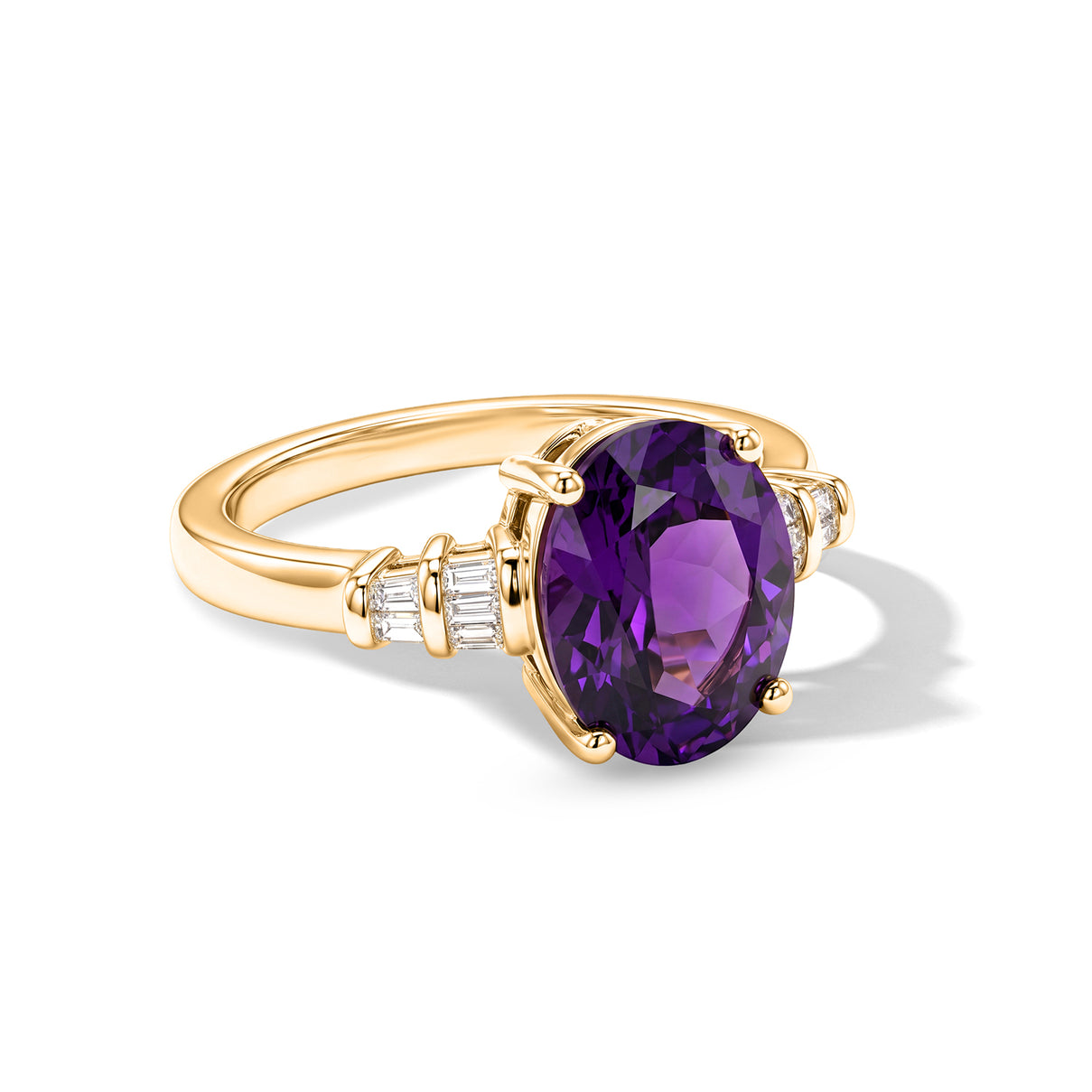 D'Joy - Natural Moroccan Amethyst &amp; Natural White Diamond Ring in 18K Vermeil Yellow Gold Plated Sterling Silver 2.70 Ct. 8619921 0