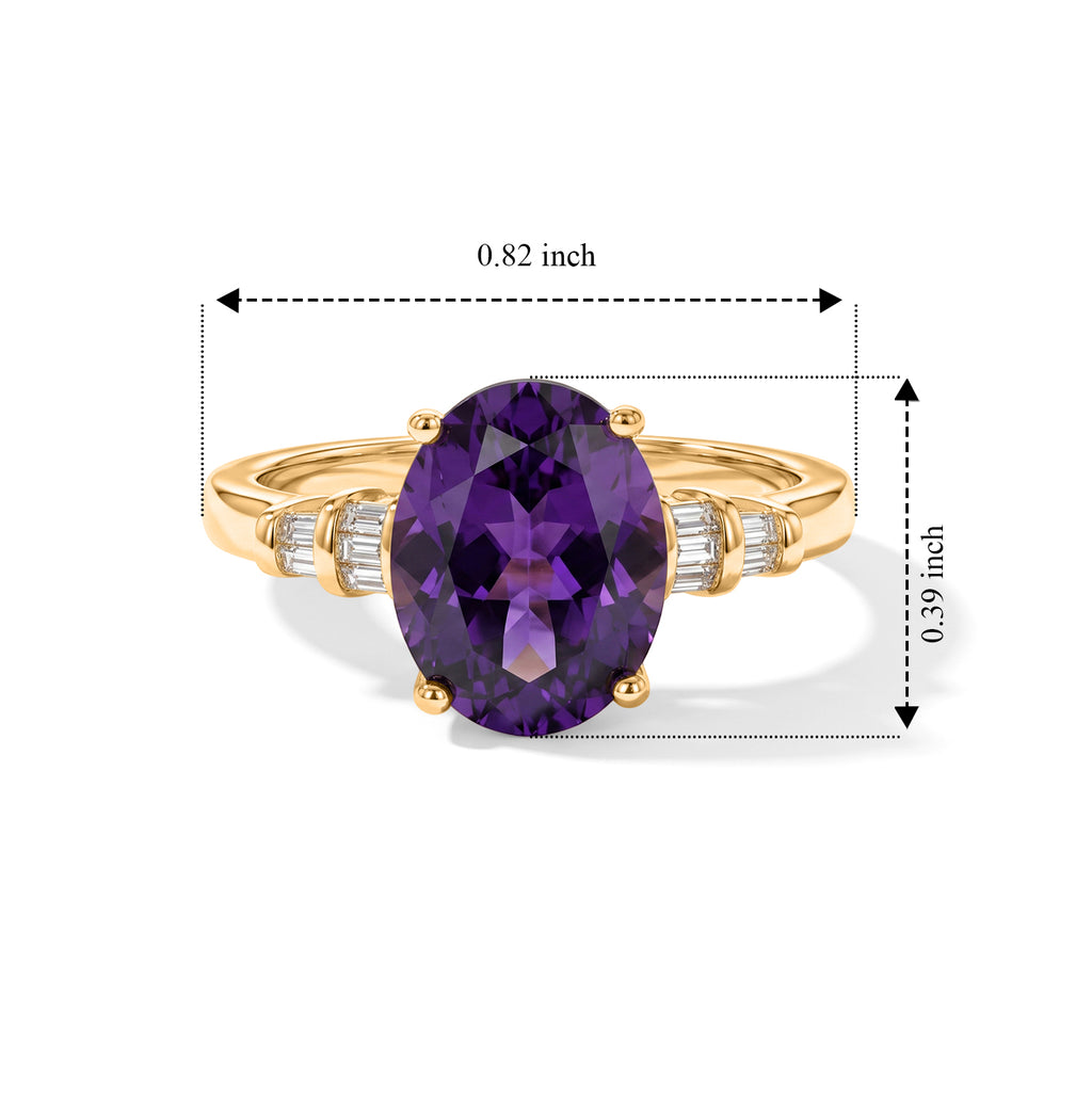 D'Joy - Moroccan Amethyst & Natural White Diamond Ring in 18K Vermeil Yellow Gold Plated Sterling Silver 2.70 Ct._8619921_5
