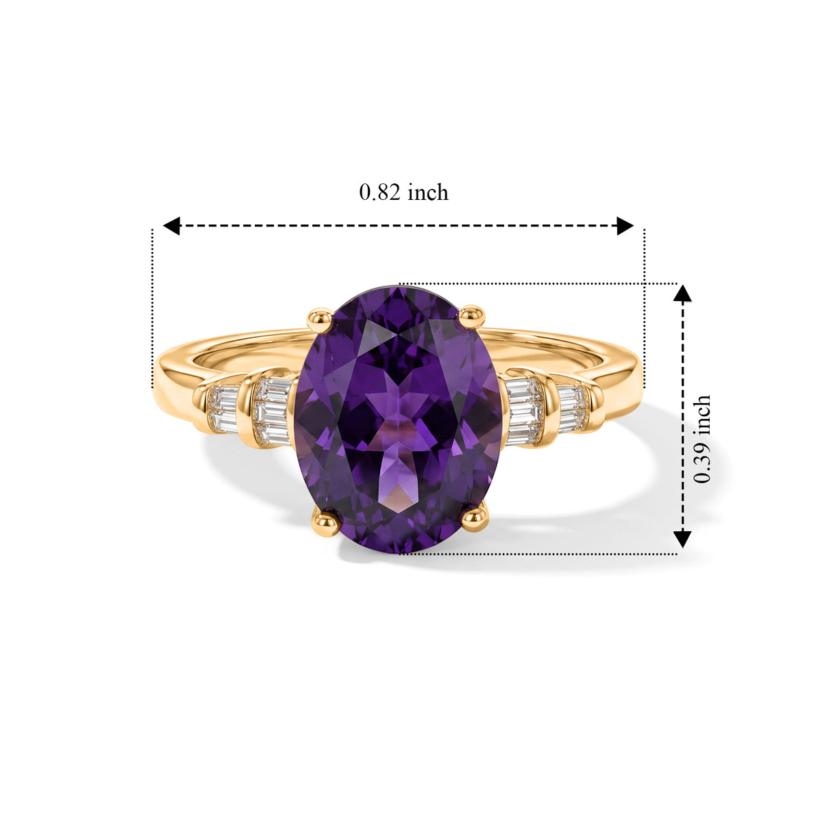 D'Joy - Natural Moroccan Amethyst &amp; Natural White Diamond Ring in 18K Vermeil Yellow Gold Plated Sterling Silver 2.70 Ct. 8619921 6