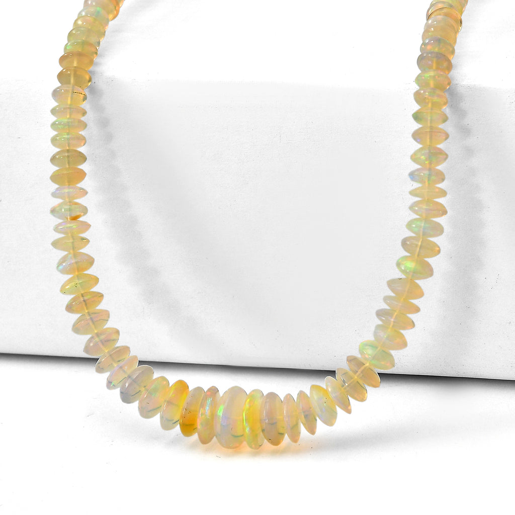 TUCSON CLOSEOUT OFFER - Ethiopian Opal Beads Necklace (Size - 18+2 Ext) in Rhodium Overlay Sterling Silver 90.00 Ct._8619937