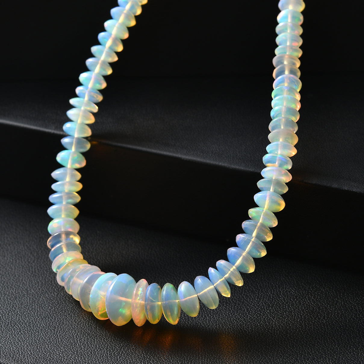 TUCSON CLOSEOUT OFFER - Ethiopian Opal Beads Necklace (Size - 18-2 Ext) in Rhodium Overlay Sterling Silver 90.00 Ct. 8619937 3