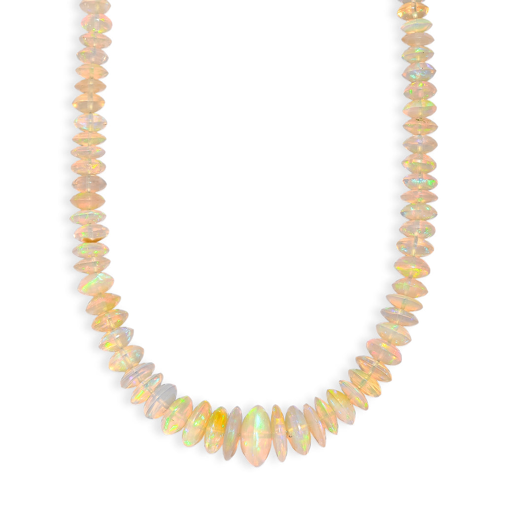 TUCSON CLOSEOUT OFFER - Ethiopian Opal Beads Necklace (Size - 18+2 Ext) in Rhodium Overlay Sterling Silver 90.00 Ct._8619937_3
