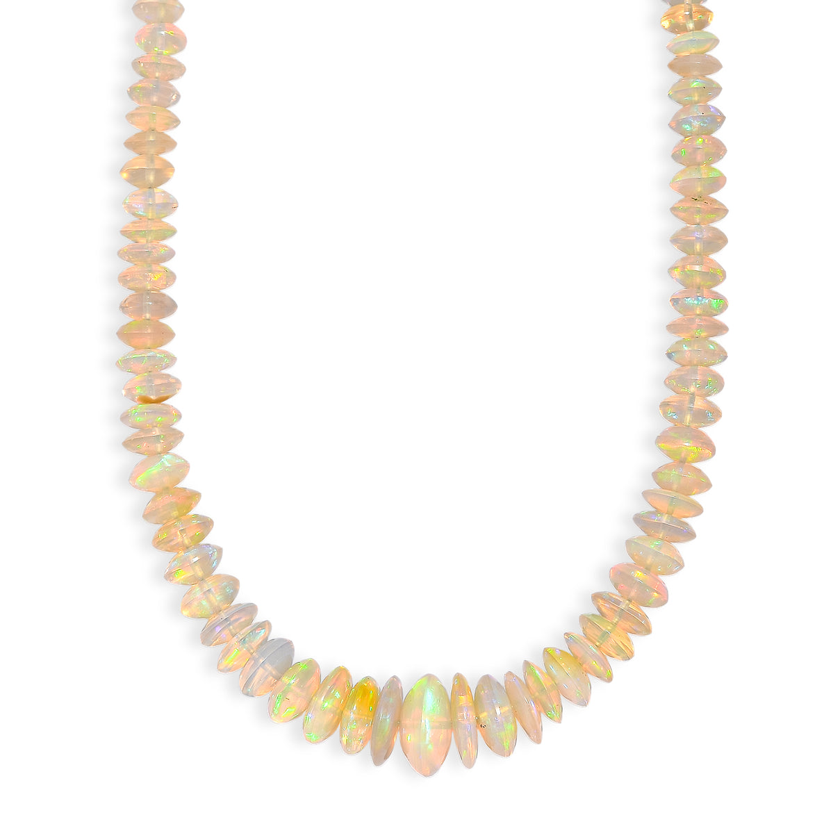 TUCSON CLOSEOUT OFFER - Ethiopian Opal Beads Necklace (Size - 18-2 Ext) in Rhodium Overlay Sterling Silver 90.00 Ct. 8619937 4