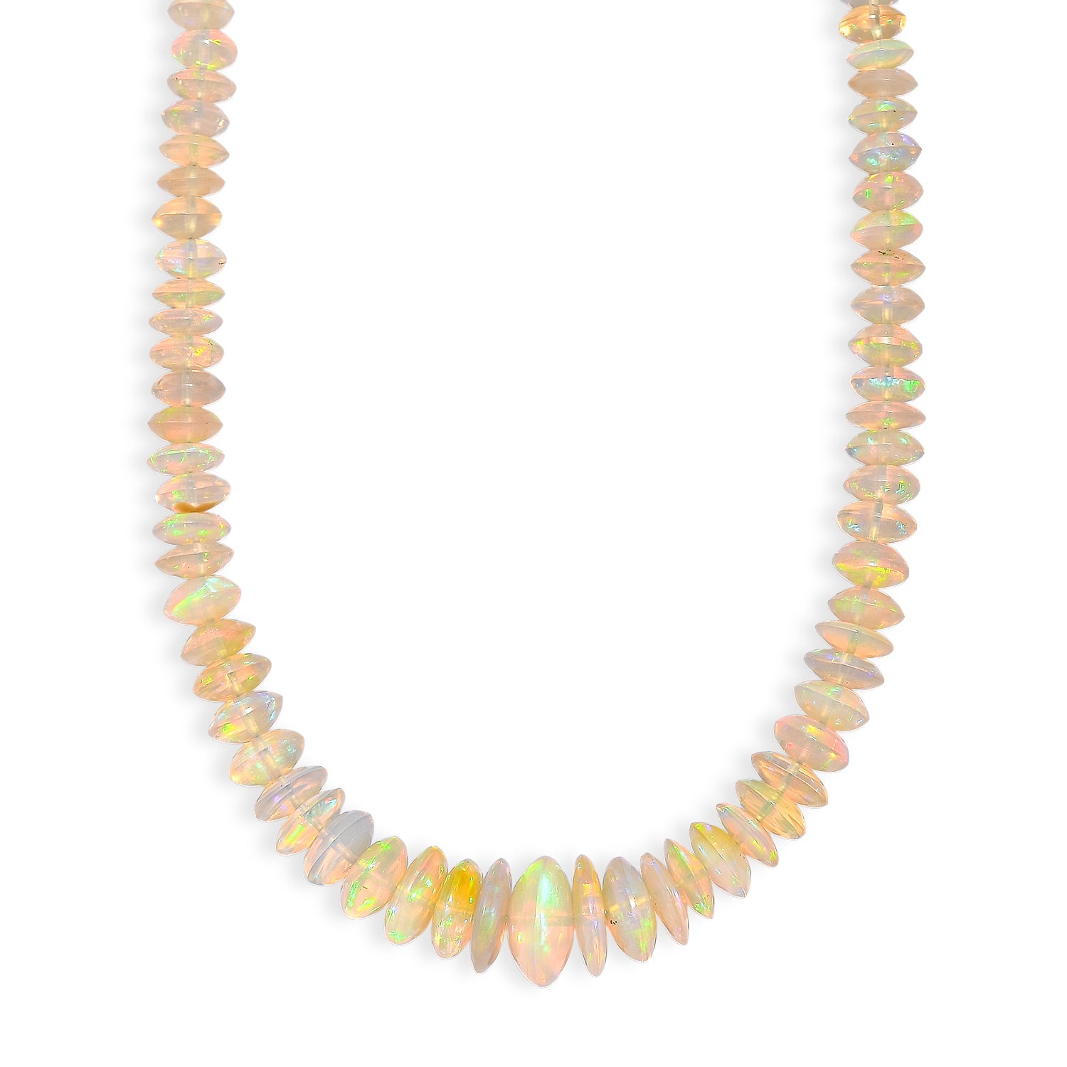 TUCSON CLOSEOUT OFFER - Ethiopian Opal Beads Necklace (Size - 18-2 Ext) in Rhodium Overlay Sterling Silver 90.00 Ct. 8619937 4