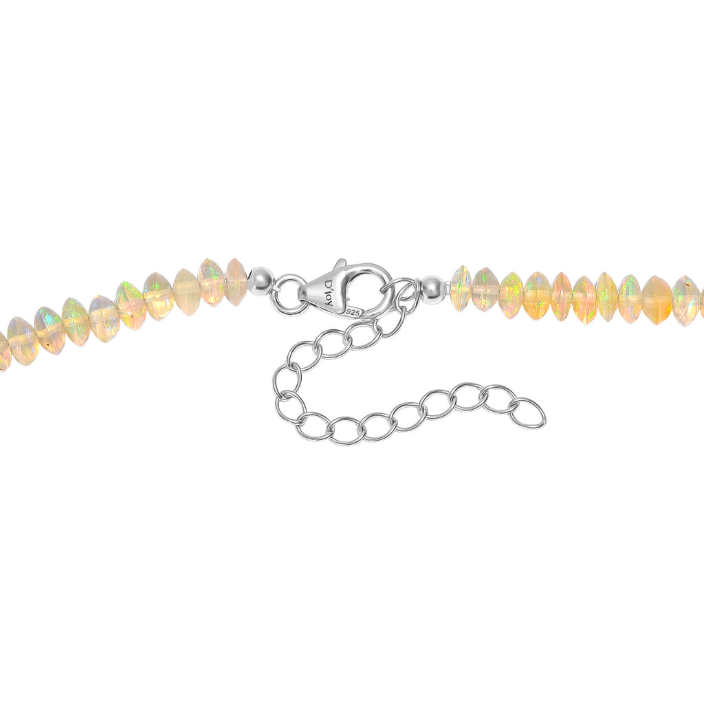 TUCSON CLOSEOUT OFFER - Ethiopian Opal Beads Necklace (Size - 18+2 Ext) in Rhodium Overlay Sterling Silver 90.00 Ct._8619937_4