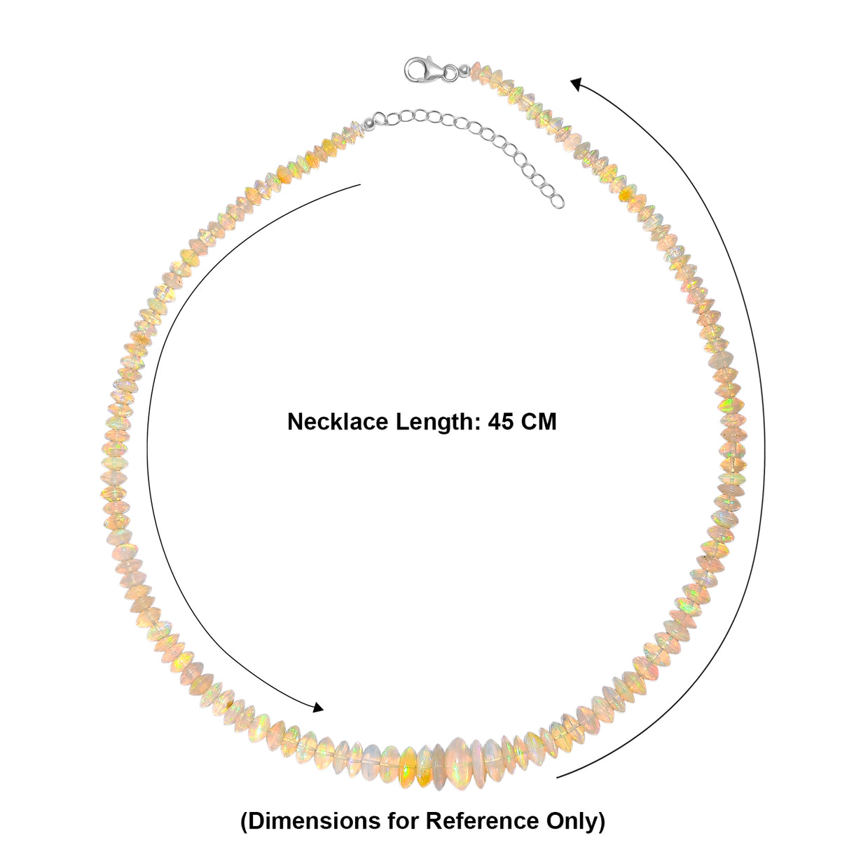 TUCSON CLOSEOUT OFFER - Ethiopian Opal Beads Necklace (Size - 18-2 Ext) in Rhodium Overlay Sterling Silver 90.00 Ct. 8619937 6