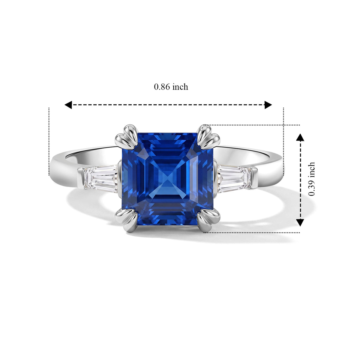 D'Joy - Ceylon Color Quartz &amp; Moissanite Trilogy Ring in Platinum Overlay Sterling Silver 2.90 Ct. 8620336 6