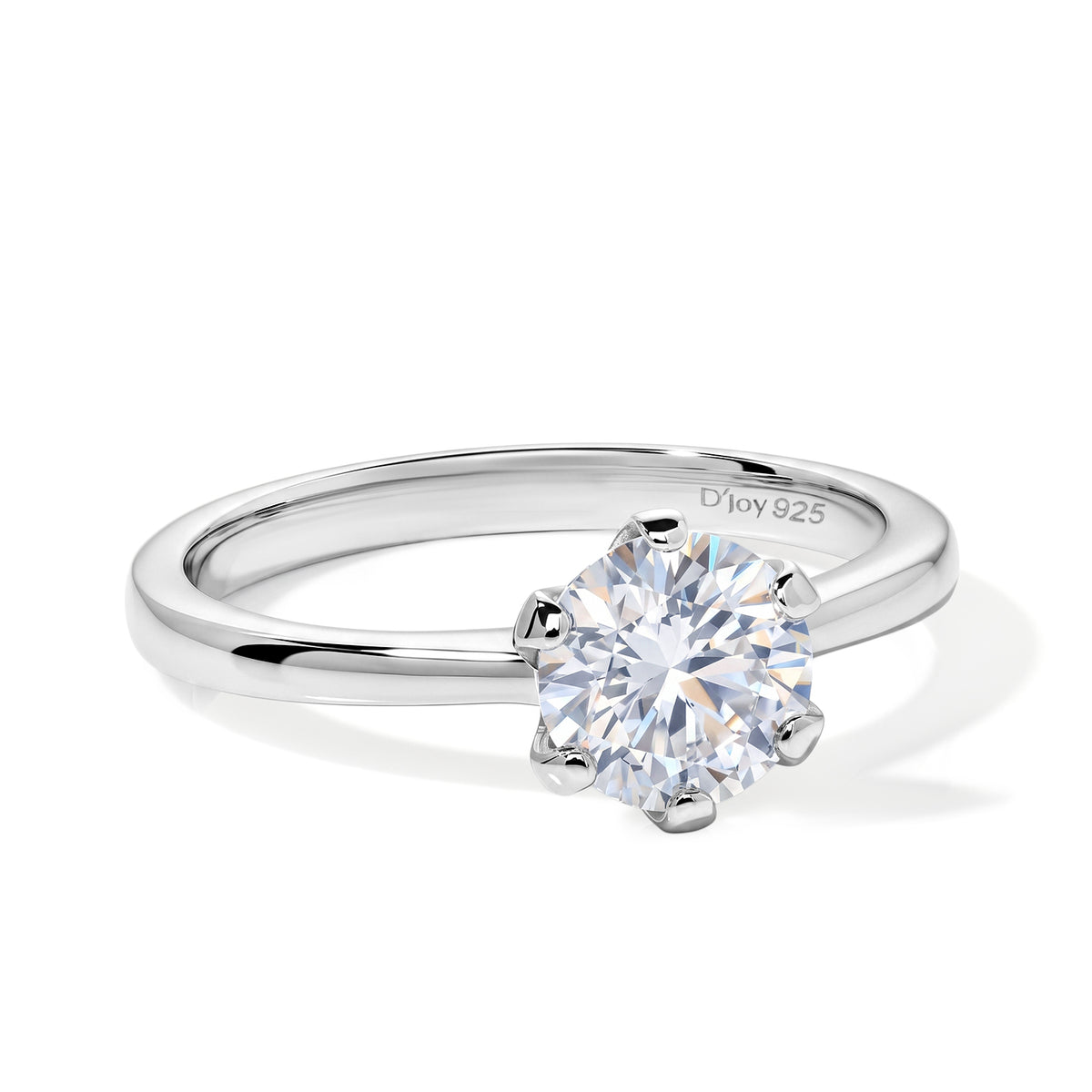 D'Joy - Moissanite Solitaire Ring in Rhodium Overlay Sterling Silver 1.00 Ct. 8620378 0