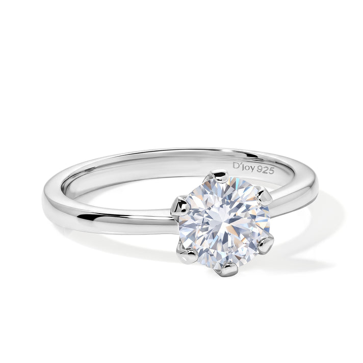 D'Joy - Moissanite Solitaire Ring in Rhodium Overlay Sterling Silver 1.00 Ct. 8620378 1