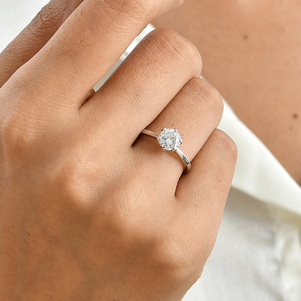 Royal Bali Collection - D'Joy Moissanite Solitaire Ring in Rhodium Overlay Sterling Silver 1.00 Ct._8620378_1