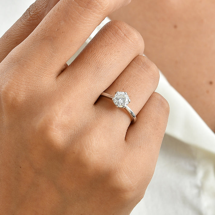D'Joy - Moissanite Solitaire Ring in Rhodium Overlay Sterling Silver 1.00 Ct. 8620378 2