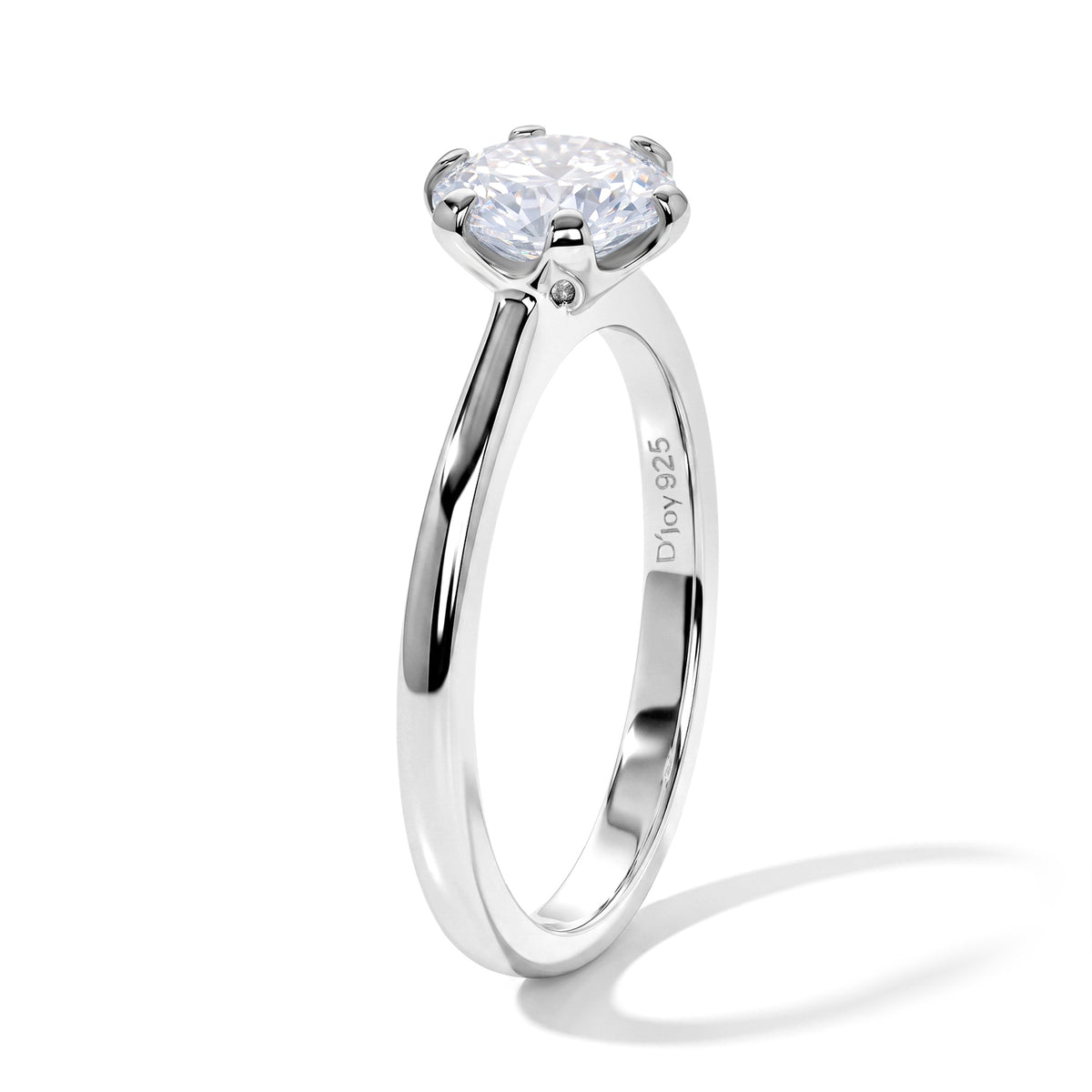 D'Joy - Moissanite Solitaire Ring in Rhodium Overlay Sterling Silver 1.00 Ct. 8620378 4